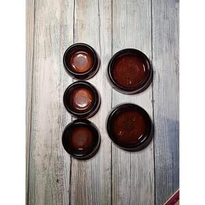 5 Hazel Atlas Furniture Coasters Brown Vintage 3 2.5 Inch And 2 3 Inch